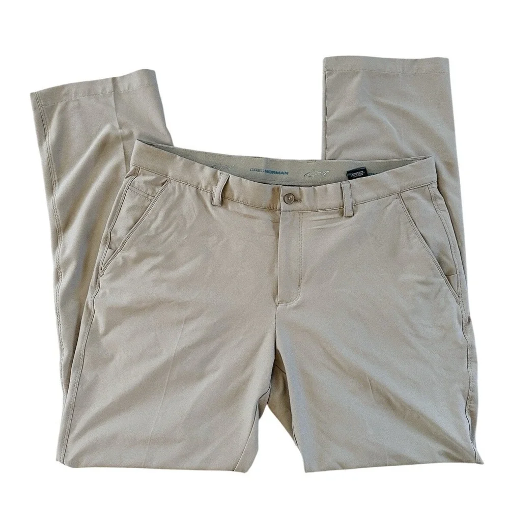 Greg Norman ML75 Microlux Golf Pants Lot Of 2 Mens 36x32 Gray Tan Khaki Stretch